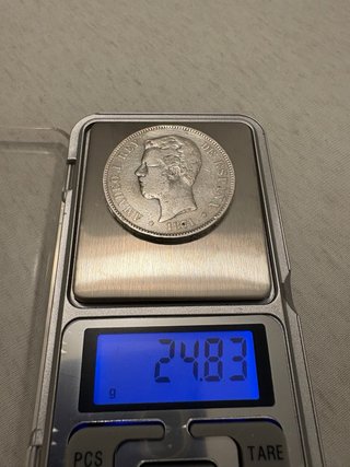 Moneda Plata 5 Pesetas Amadeo I 1871 España