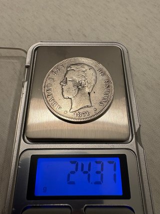 Moneda Plata 5 Pesetas Amadeo I 1871 España