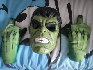 Máscara de Hulk y guantes