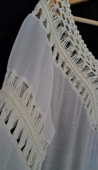 Blusa vestido corto bohemio crochet flecos verano