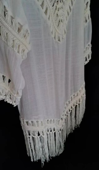 Blusa vestido corto bohemio crochet flecos verano