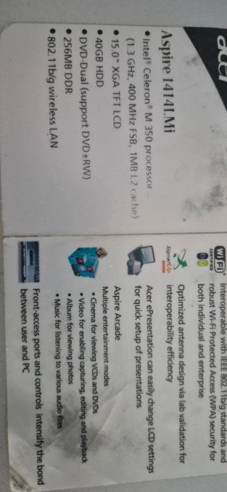 Ordenador portátil Acer Aspire 1414LMI