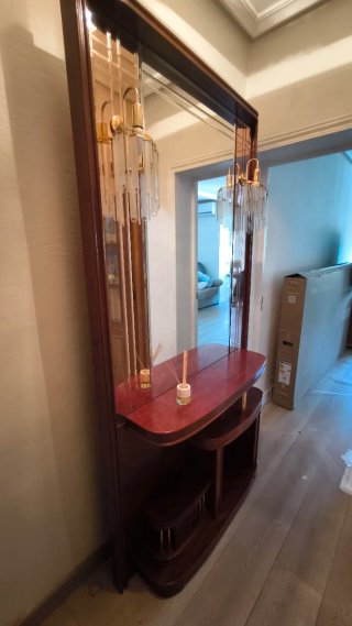Mueble de entrada madera y cristal