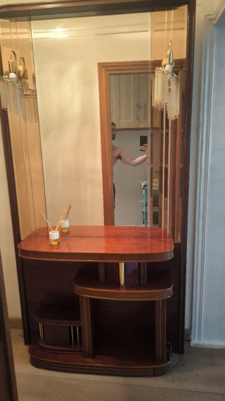 Mueble de entrada madera y cristal