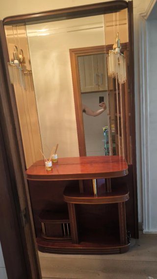 Mueble de entrada madera y cristal