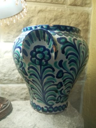 Tinaja Fajalauza terracota azul y verde