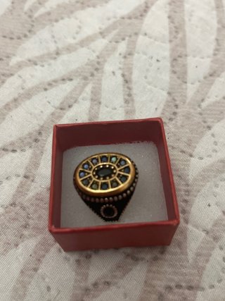 Anillo plata dorado con piedras multicolor