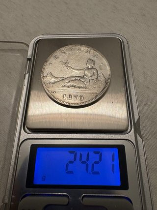 Moneda Plata 5 Pesetas 1870 España