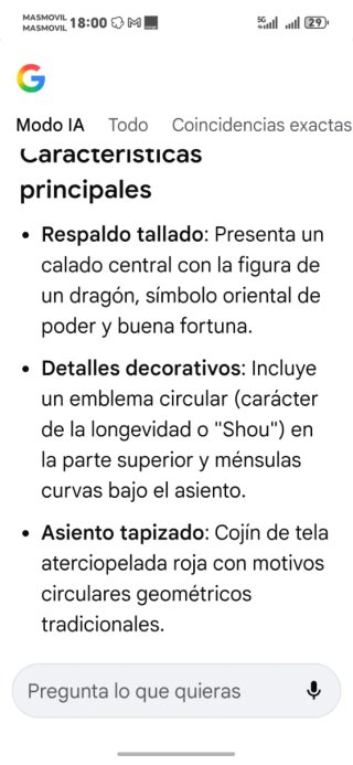 Silla china tallada estilo Ming/Qing tallado