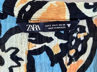 Blusa Zara Estampada Frutas Azul y Amarillo