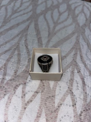 Anillo Plata Negro y Rojo