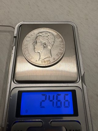 Moneda Plata 5 Pesetas Amadeo I 1871 España
