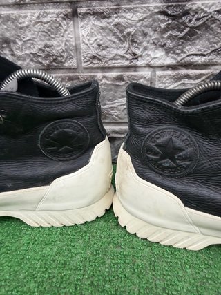 Converse 39.5 Scarpe Stivali Pelle Nero Bianco