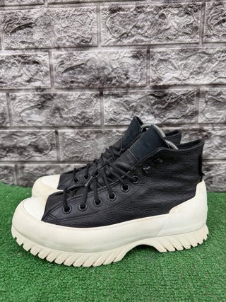 Converse 39.5 Scarpe Stivali Pelle Nero Bianco