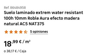 Suelo laminado extrem Roble Aura AC5 NAT375 (Leroy