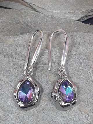 Pendientes Cristal Morado tornasolado y Plateado