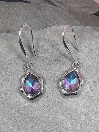 Pendientes Cristal Morado tornasolado y Plateado