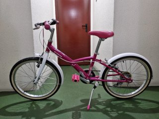 Bicicleta infantil rosa y blanca