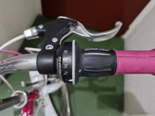 Bicicleta infantil rosa y blanca