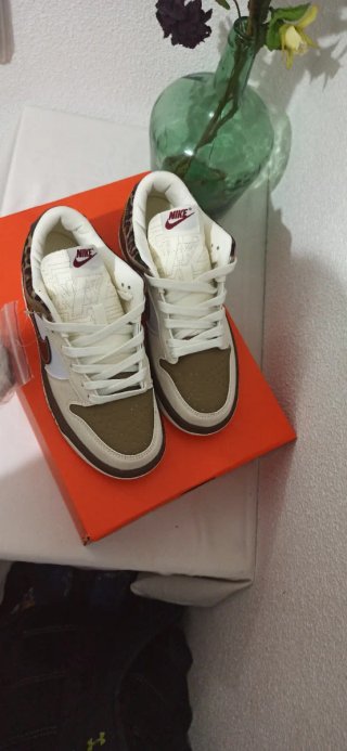 Nike Dunk Low Khaki Team Red Pearl White
