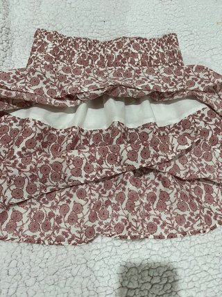Falda estampada blanco y burdeos