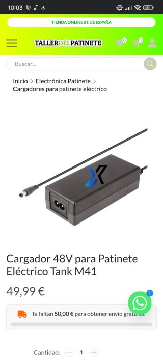 Cargador EcoXtreme 48V Patinete Eléctrico