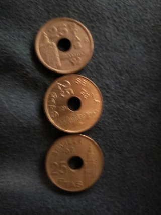 3 Monedas 25 Pesetas Sevilla