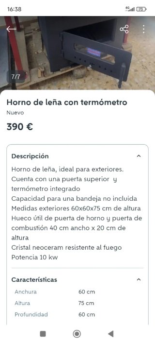Horno de leña metálico con termómetro