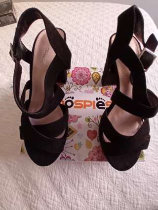 Sandalias ante negro plataforma tacón Dospies