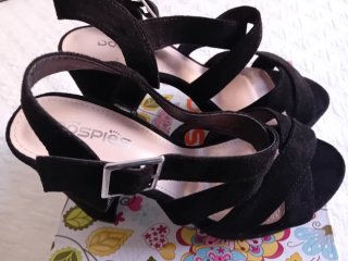 Sandalias ante negro plataforma tacón Dospies