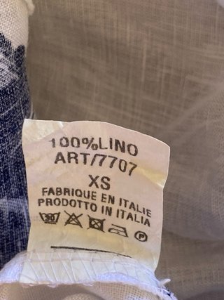 Vestido Lino Italia Estampado Plumas Talla XS