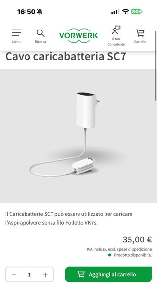Kit Batteria Vorwerk folletto vk7s nuova