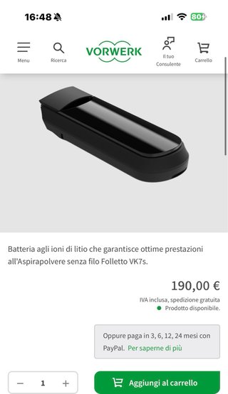 Kit Batteria Vorwerk folletto vk7s nuova