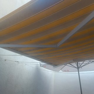 Toldo Rayas Gris y Amarillo 3x3m