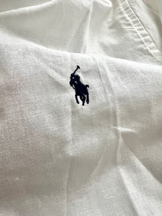 Camisa Polo Ralph Lauren Lino Algodón Blanca