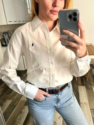 Camisa Polo Ralph Lauren Lino Algodón Blanca
