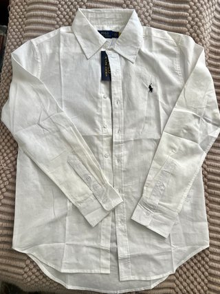 Camisa Polo Ralph Lauren Lino Algodón Blanca