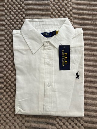Camisa Polo Ralph Lauren Lino Algodón Blanca