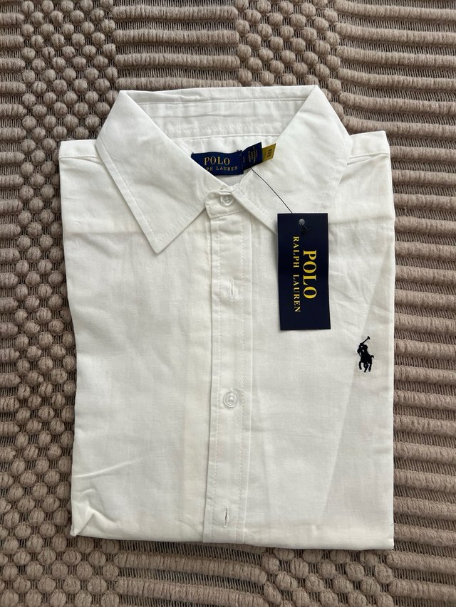 Camisa Polo Ralph Lauren Lino Algodón Blanca