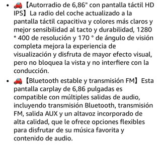 Pantalla CarPlay - Android Auto 6,86” - Nuevo