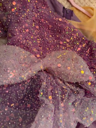 Vestido morado niña lentejuelas y tul