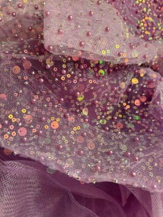 Vestido morado niña lentejuelas y tul