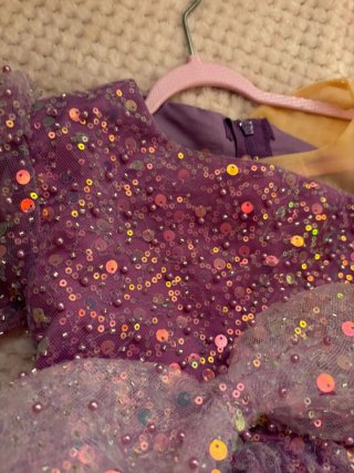 Vestido morado niña lentejuelas y tul