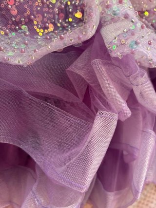 Vestido morado niña lentejuelas y tul
