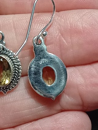 Pendientes Plata Ley Ovalados Citrino