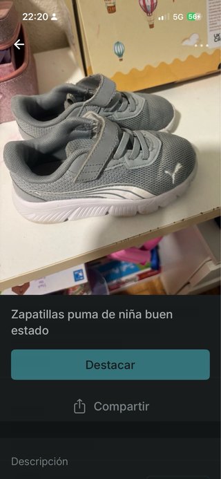 Zapatillas Puma niña gris numero 27