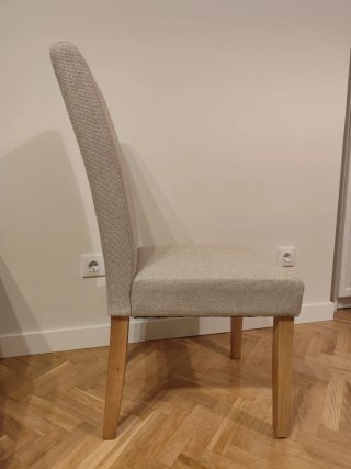 6 Sillas de comedor tela y madera