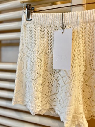 Zara short blanco punto verano / talla S