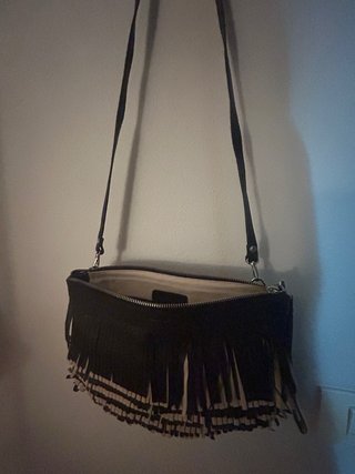 Original Bolso piel bandolera y de mano con flecos