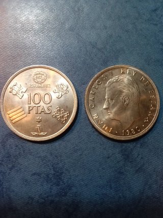 2 Monedas 100 Pesetas España 1980